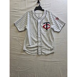 Minnesota‎ Twins MLB Baseball Jersey Dynasty White Pinstripe Button Front Large